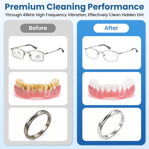 48kHz 304 400ML Ultrasonic Cleaner, Ultrasonic Jewelry Cleaner Machine for Eyeglasses, Jewelry, Rings, Watch Straps