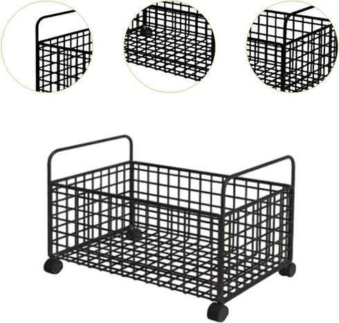 Milageto Rolling Book Cart Utility Cart Under Desk Dormitory Storage Box with Wheels Movable Storage Bin Book Bin