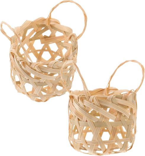 PRETYZOOM 2pcs Rustic Bamboo Lampshades Woven Pendant Light Covers Lightweight and Household