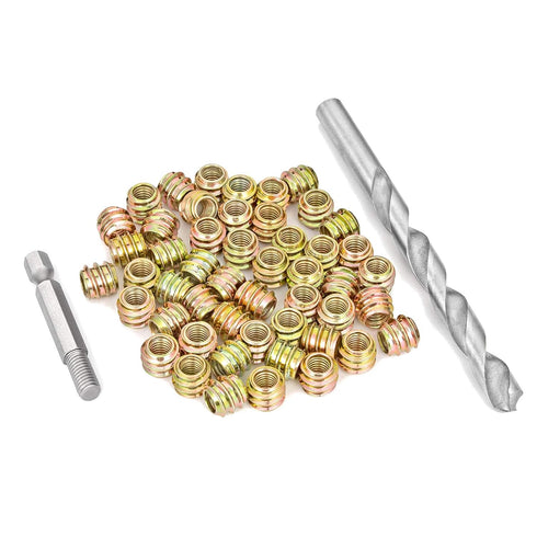 80 Pieces 1/4"-20 Flush Nut Inserts, Wood Bolt Furniture Headless Screw in Nut Threaded Fastener Connector