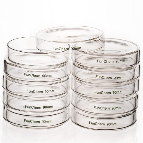 Glass Petri Dishes, Autoclavable Cell Culture Dishes with Clear Lid, 90x20 mm, Pack of 10