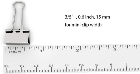 Silver Mini Binder Clips, 5/8-IN / 0.6-inch / 15-mm, 120-PCS