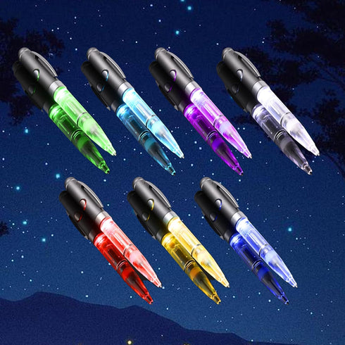 Penyeah 7 Colors in 1 Pen with Light, Lighted Pen for Writing in the Dark Multi-Color Changing Led Light Up Pen for Adults and Kids Unique Gift Writing Ballpoint Pens - 2 PK by Penyeah