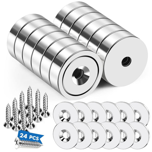 LOVIMAG 12pc Neodymium Rare Earth Magnets, Strong with Countersunk Hole & Iron