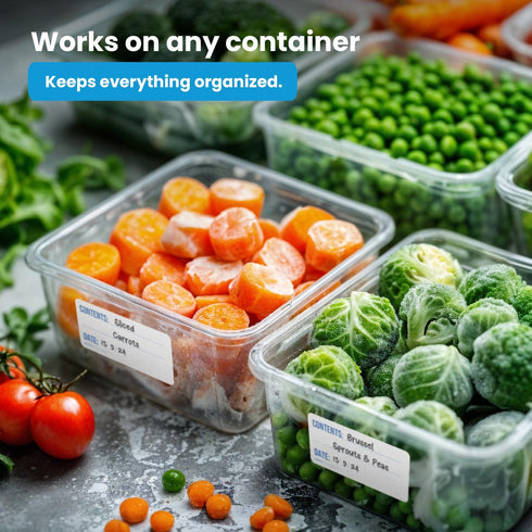 MESS Dissolvable Freezer Labels - 500-Pack Removable Stickers for Containers, Blank Food Storage, 1x2 in