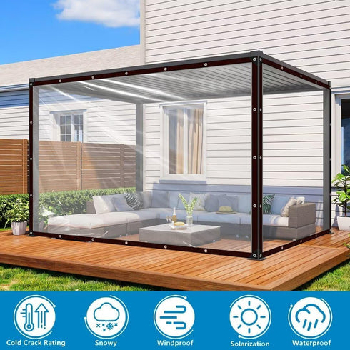 Grommets12x12ft,Heavy Clear Tarps with Duty Waterproof Clear Plastic Tarp Cover,Transparent PVC Vinyl Tarpaulin