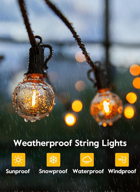 38Ft 15 Bulbs Brightown Outdoor String Lights with Remote & Shatterproof LED - Waterproof Patio Hanging Lamps for Porch