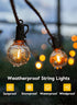 38Ft 15 Bulbs Brightown Outdoor String Lights with Remote & Shatterproof LED - Waterproof Patio Hanging Lamps for Porch