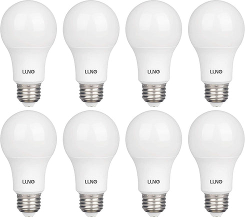 LUNO A19 Non-Dimmable LED Bulb, 9.0W (60W Equivalent), 800 Lumens, 4000K Neutral White, 8-Pack