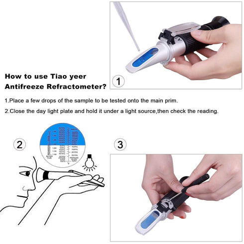 Antifreeze Refractometer - 3-in-1 Coolant Tester for Checking Freezing Point and Concentration
