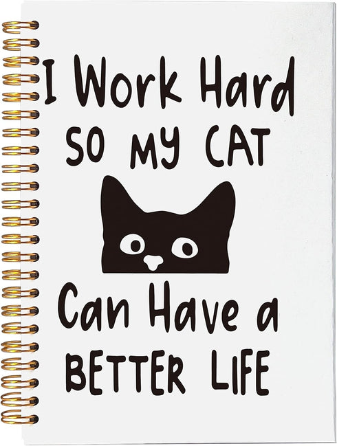 Cat Spiral Notebook Journal, 5.5 x 8.3 inches, Funny Peeking Cat Themed Lined Hardcover Notebook for Cat Lovers