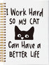 Cat Spiral Notebook Journal, 5.5 x 8.3 inches, Funny Peeking Cat Themed Lined Hardcover Notebook for Cat Lovers