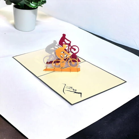 Mountain Bike Pop Up Card, Blank 3D Card with Envelope, Bike Birthday Card for Boss, Dad, Son, Outdoorsy Men