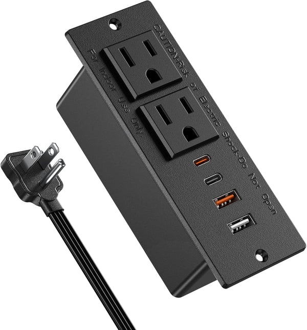 Jgstkcity 30W USB C Recessed Power Strip,Flat Plug Power Strip,2 Outlets 4 USB