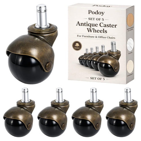 Podoy 2 inch Antique Caster Wheels for Furniture Legs, Vintage Caster Wheels