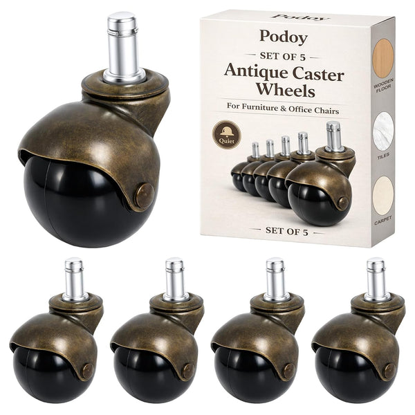 Podoy 2 inch Antique Caster Wheels for Furniture Legs, Vintage Caster Wheels