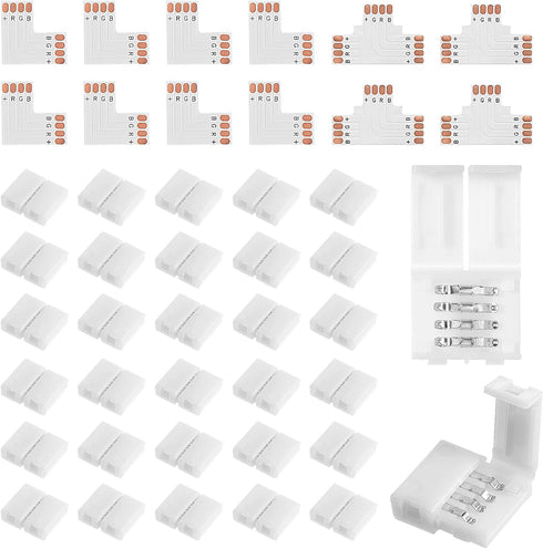 SynHHergyx 42 Pcs 4 Pin LED Strip Connector Kit with 30 Solderless LED