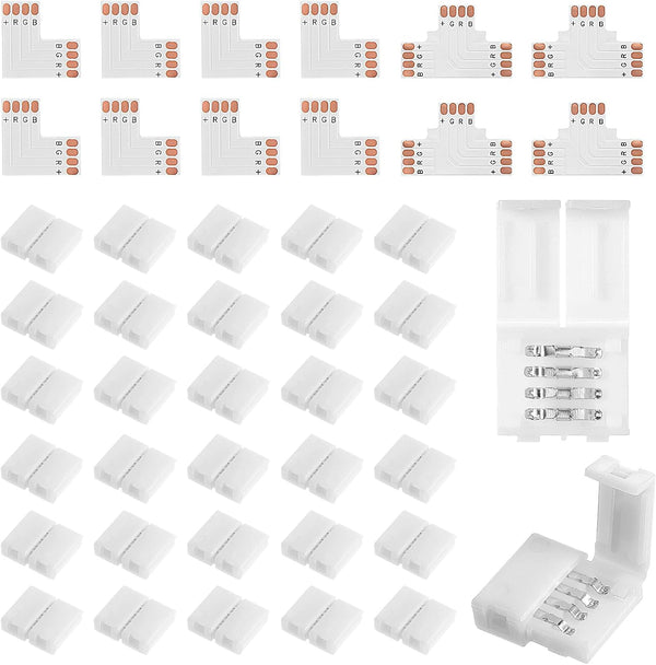 SynHHergyx 42 Pcs 4 Pin LED Strip Connector Kit with 30 Solderless LED