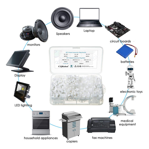 JST PH 2.0 mm Pitch 5-Pin/6-Pin/7-Pin Electronic Connector Kit, 90 Sets/730 Pieces Wire-to-Board Adapter