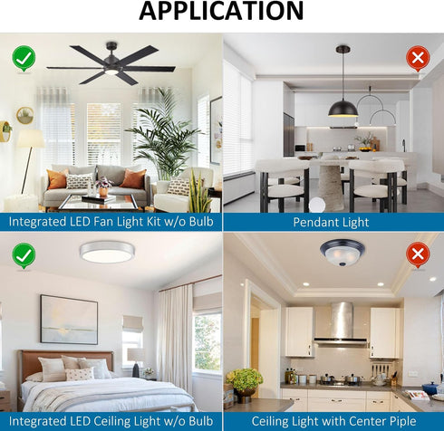 4 Inch 18W 2100LM 3CCT 3000K 4500K 6000K, 120V, CRI90, Dimmable Ceiling Fan LED Light Replacement, LED Ceiling Fan