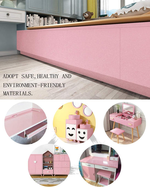15.8 197 Glossy Pink Contact Paper, Peel and Stick Self-Adhesive Removable Glitter Wallpaper for Kitchen Cabinets