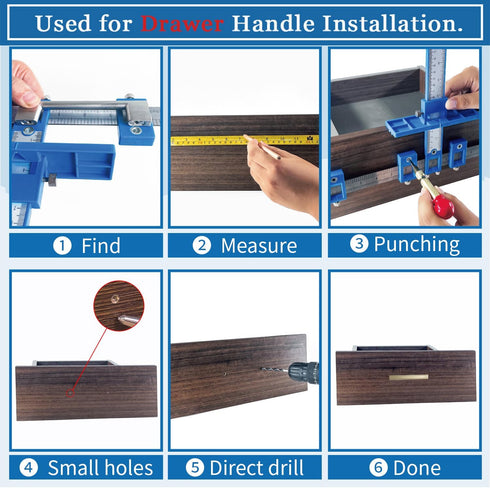 King&Charles Cabinet Hardware Jig with Automatic Hole Punch and Drill Bits for Handles and Pulls
