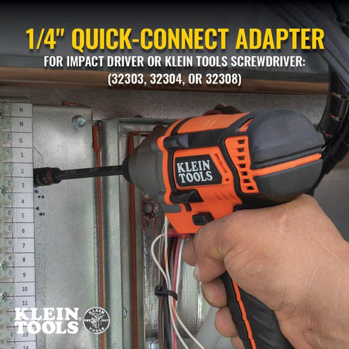 Klein Tools 32768 Impact Driver Set, 3-in-1 SAE Impact Socket and Bit Holder, Flip Socket with 1/4 and 5/16 Nut Driver