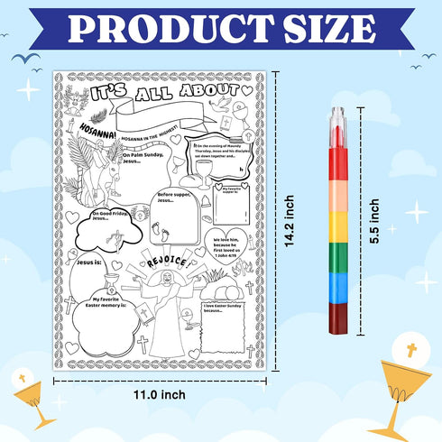 Zoyeven 30pcs All About Holy Week Color Your Own Religious Poster Easter Crafts for Kids Religious with Stacking