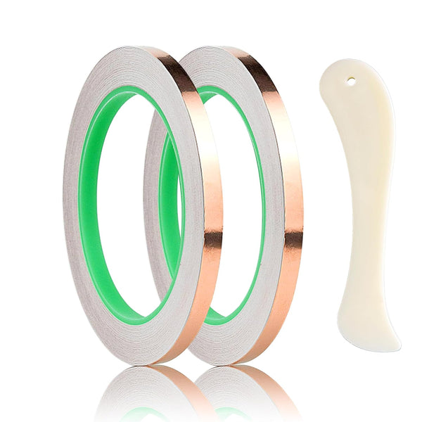 Double Sided Conductive Copper Foil Tape for Stained Glass Welding, Electrical Repairs, 2Pcs (7/32 inch)