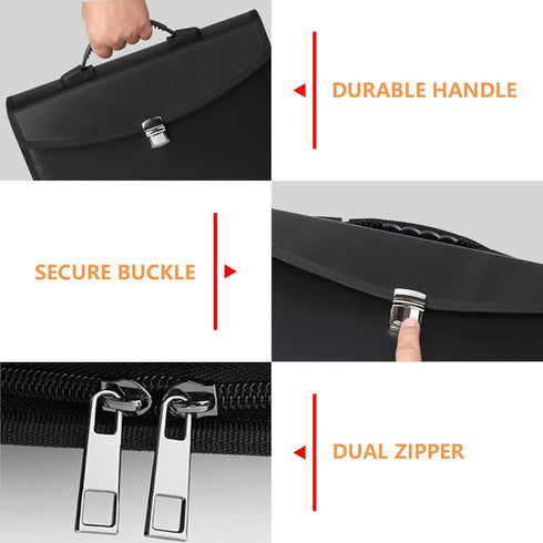 Hontom 24 Pockets Fireproof Accordion File Organizer, Portable Document Storage Folder with Snap Closure