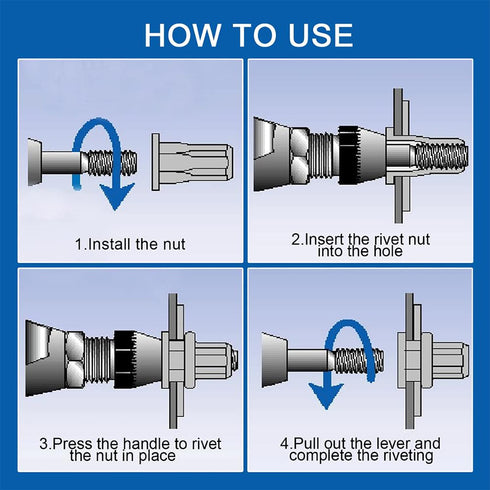 MroMax 100Pcs M6 Carbon Steel Rivet Nuts Flat Head Threaded Insert Nutsert Zinc Plated Finish for Automotive