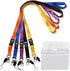 YOUOWO 5Pack Neck Lanyards with Horizontal ID Badge Holder for Office Cruise Badges, Black Blue Yellow Orange Purple