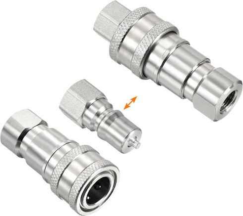 PATIKIL Hydraulic Quick Connect Coupler Set - 1 Set Carbon Steel G1/8 Female Pipe Fitting Plug Adapter