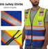Reflective Mesh Vest High Visibility Two Tone with Pockets and Zipper Yellow and Blue Mesh with Orange Trim M