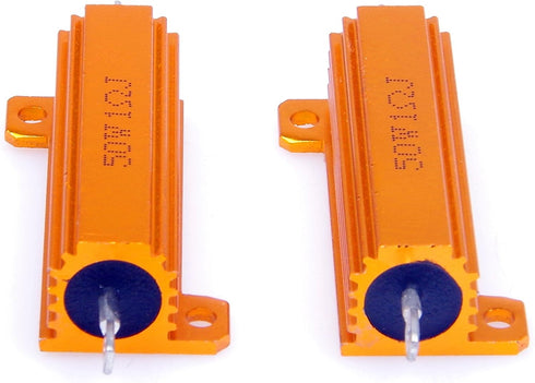 50 Watt 1 Ohm 5% Wirewound Resistor - Electronic Aluminium Shell Resistors Gold (Pack of 2)