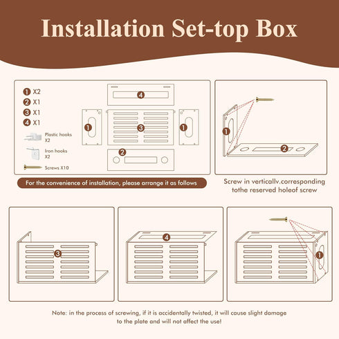OVECIOPO 13.9"x4.33"x7.68" Router Shelf Wall Mount, WiFi Router Box Hider & Modem Storage Box with Cable Holes | Cable