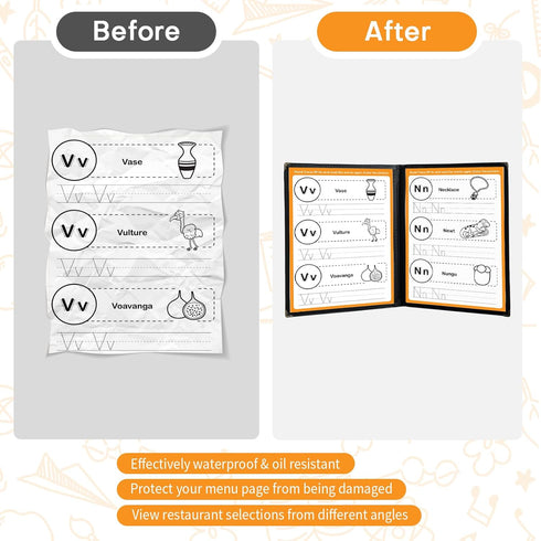 2PCS 8.5 11 Inch 2 4 A4 (2 x Menu Covers, Page View Transparent Restaurant Menu Covers, Fits Size Paper, Menu Holder
