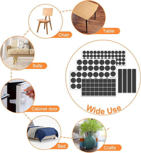 Felt Furniture Pads, 300 Pieces Black Floor Protectors for Hardwood Floors, Chair Legs Furniture Pads