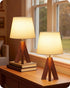 Small Tripod Table Lamps Set of 2, Modern Nightstand Lamp with Fabric