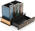 Tosnail Decorative Pen Holder with Storage Drawer, Wooden Pencil Holder and Organizer, Antique Library Books Design Pen