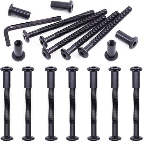 Swpeet 25Pcs M6x70mm Carbon Steel Black Hex Drive Socket Cap Bolts with 1Pcs Allen Wrench, Furniture Binding Bolts Kit