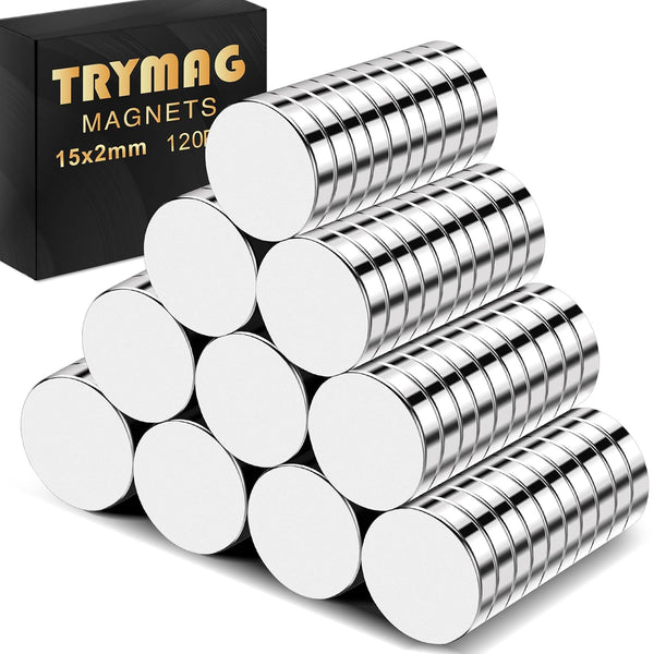 TRYMAG Small Strong Magnets, 120 Pcs Neodymium Rare Earth Magnets for Crafts, Heavy Duty Round Refrigerator Magnets