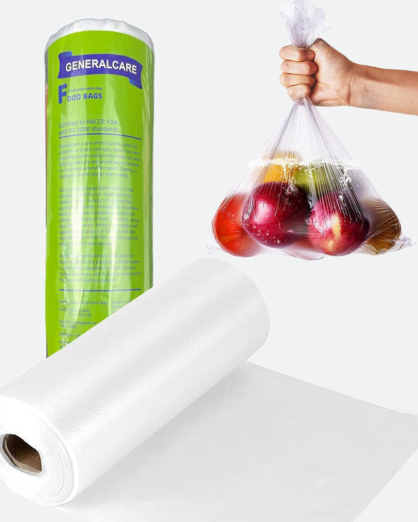 300-Count Crystal Clear BPA-Free Plastic Produce Bags Roll 12.5" x 16.5" Heavy-Duty