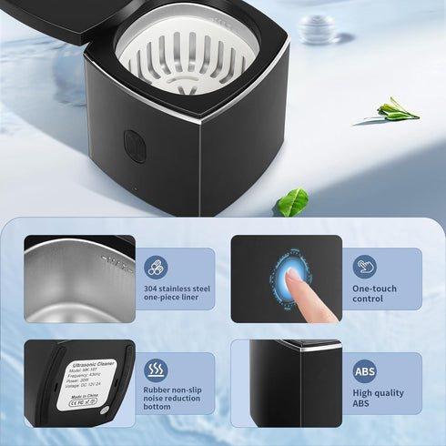 Ultrasonic Denture Cleaner, 43kHz for Jewelry, 200ml Portable Professional Cleaner