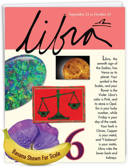 NobleWorks Jumbo Birthday Card with Zodiac Sign, 8.5 x 11 Inch, Astrology Birth Sign
