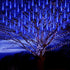 Blue Rain Drop Lights - 8 Tubes 30cm 144 LEDs Meteor Shower Cascading String Lights for Outdoor Christmas Party