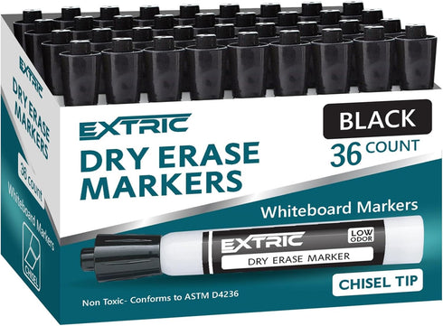Dry Erase Markers, 12 Count Chisel Tip White Board Markers, Black Classroom Pack