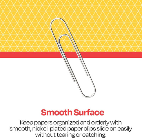 School Smart Smooth Paper Clip, 1-1/4 Inches Silver, Pack of 100