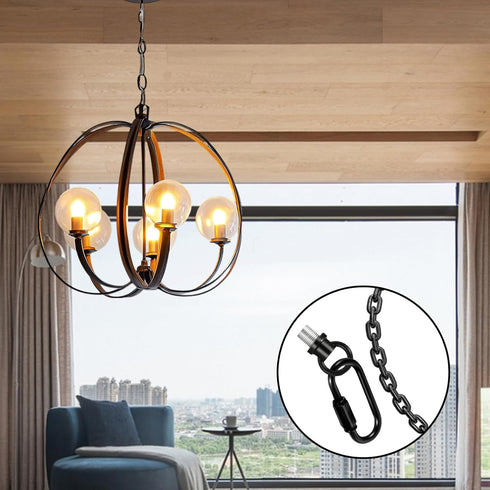 Zelphvt 4 Set 1/8 Inch IP Lighting Loops with Link Buckle Connectors Zinc Alloy Hook Rings for Light Fixture Chandelier