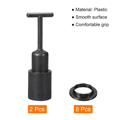 MECCANIXITY E14 Socket Ring Removal Tool T Type with Lamp Shade Socket Rings, Black Pack of 10
